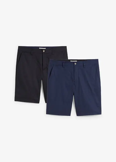 Lot de 2 bermudas chino extensibles, regular, bonprix