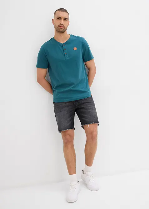 Lot de 2 T-shirts col tunisien 100% coton, bonprix