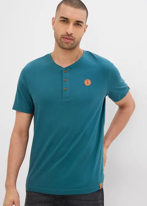 Lot de 2 T-shirts col tunisien 100% coton, bonprix