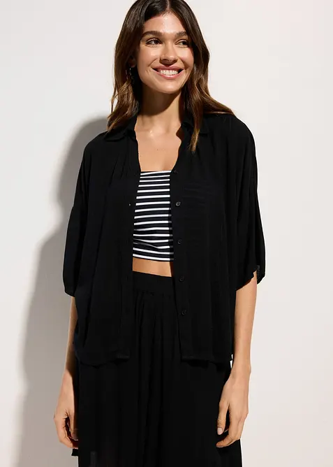 Kurze Strandbluse aus fließender Viskose, bonprix