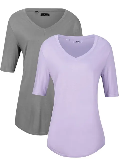 Lot de 2 t-shirts en viscose doux, bonprix