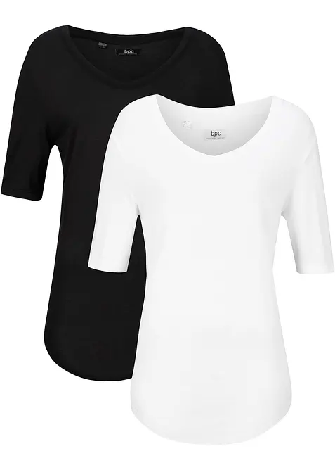 Longshirt aus softer Viskose, 2er-Pack, bonprix