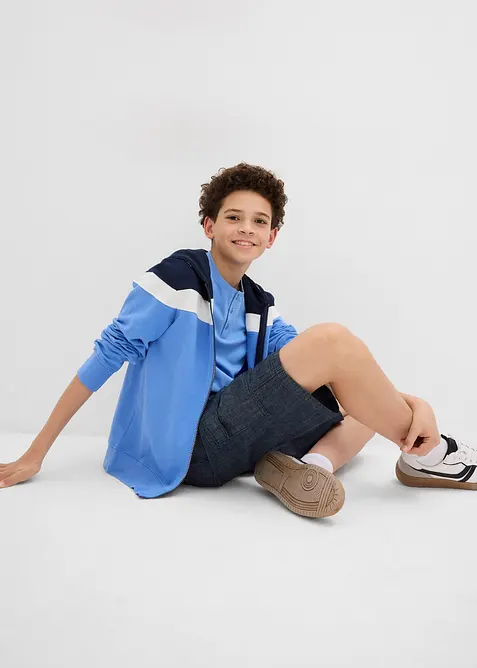 Short cargo long en chambray, Regular, bonprix