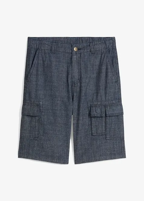 Short cargo long en chambray, Regular, bonprix