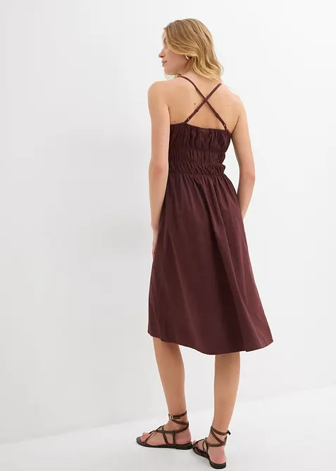 Robe midi 100% coton à fines bretelles, bonprix