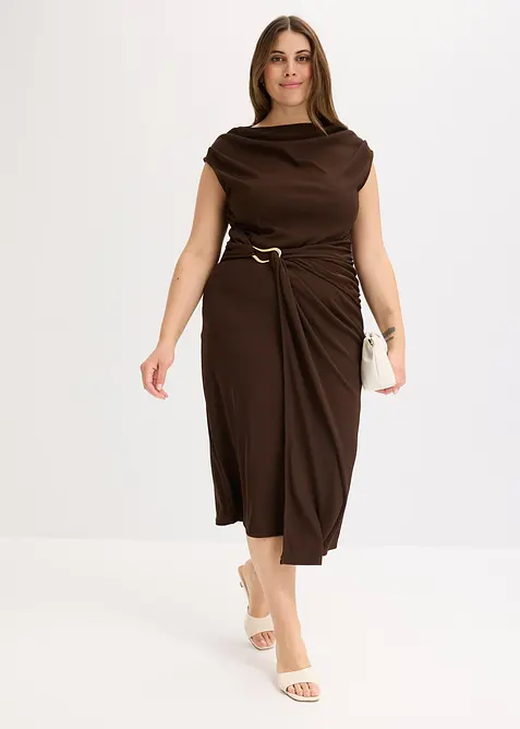 Drapiertes Midikleid in Rippoptik, bonprix