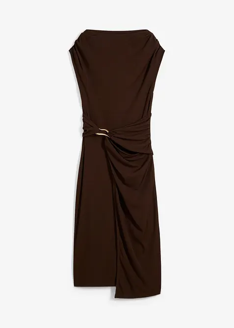 Robe midi côtelée avec drapé, bonprix