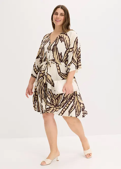 Minikleid mit Kimono-&Auml;rmeln aus flie&szlig;ender Viskose, bonprix