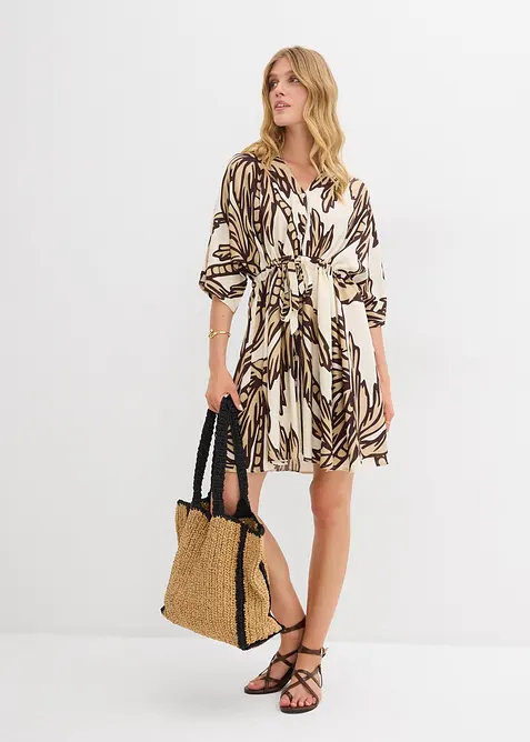 Minikleid mit Kimono-&Auml;rmeln aus flie&szlig;ender Viskose, bonprix