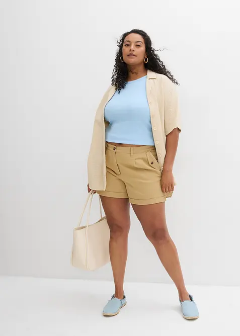 Short en twill, taille haute, bonprix