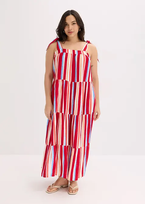 Robe rayée à bretelles en viscose texturée, bonprix