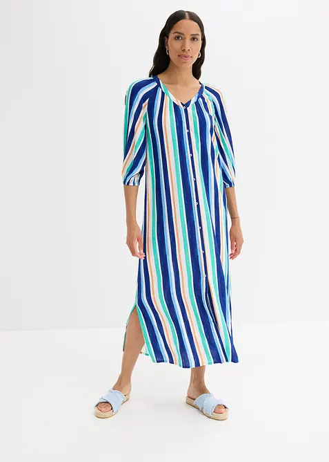 gestreiftes Kaftan-Kleid aus strukturierter Viskose, bonprix