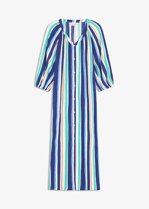 gestreiftes Kaftan-Kleid aus strukturierter Viskose, bonprix