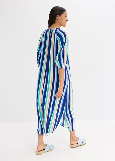 gestreiftes Kaftan-Kleid aus strukturierter Viskose, bonprix