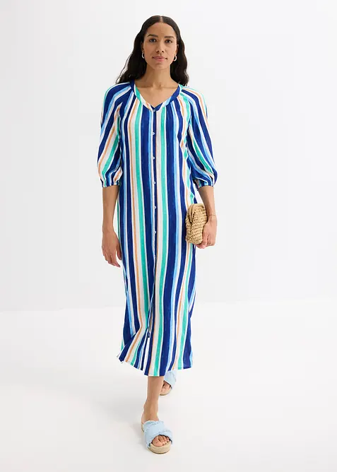gestreiftes Kaftan-Kleid aus strukturierter Viskose, bonprix