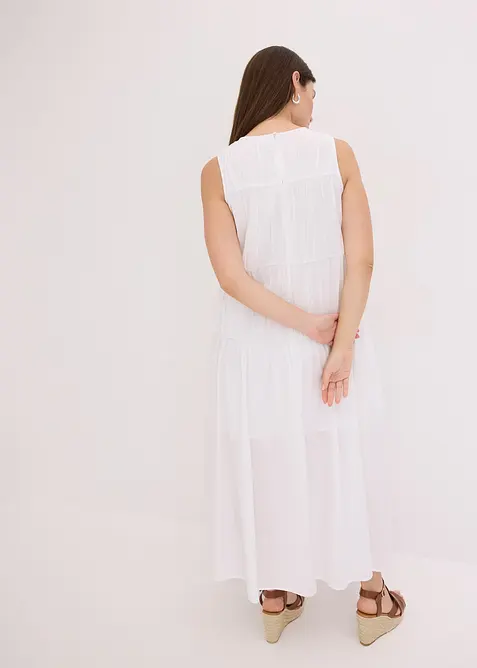 Robe longue en coton avec fronces, bonprix