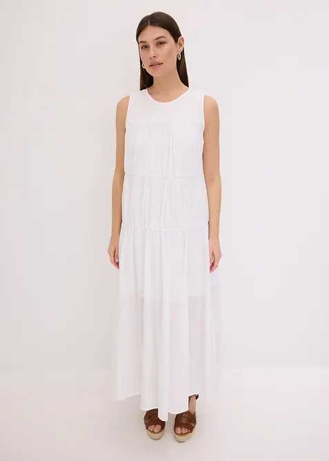 Robe longue en coton avec fronces, bonprix