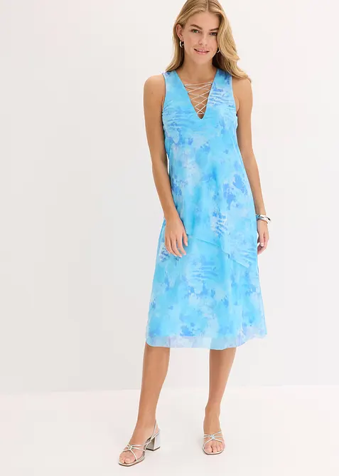 Midikleid mit Mesh und Glitzerschnürung, bonprix