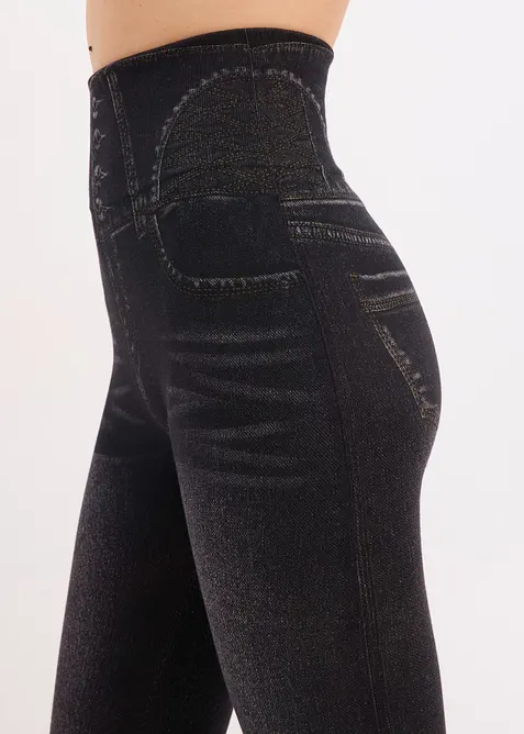 Legging sculptant sans coutures aspect jean, maintien fort, bonprix