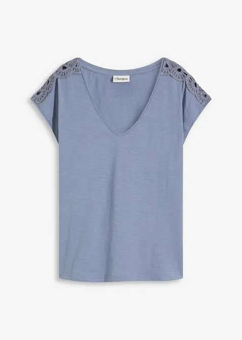 T-shirt à empiècements crochetés, bonprix