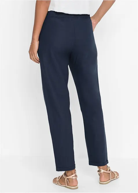 Pantalon en lin m&eacute;lang&eacute;, taille &eacute;lastiqu&eacute;e, bonprix