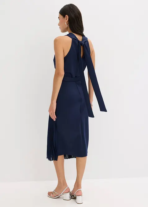 Robe midi aspect portefeuille à empiècement plissé, bonprix