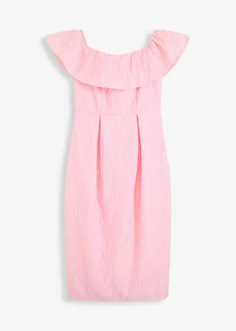 Robe à encolure Bardot en jacquard brillant, bonprix