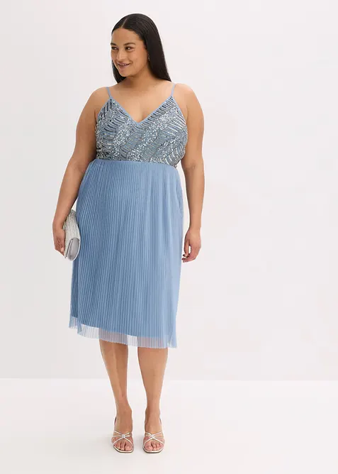 Midikleid mit Plissee-Rock und Paillettenstickerei, bonprix