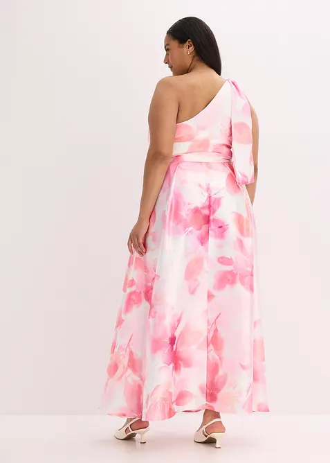 One-Shoulder-Kleid aus glänzendem Satin, bonprix