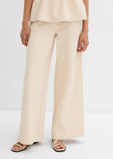 Pantalon large en maille piqu&eacute;e, bonprix