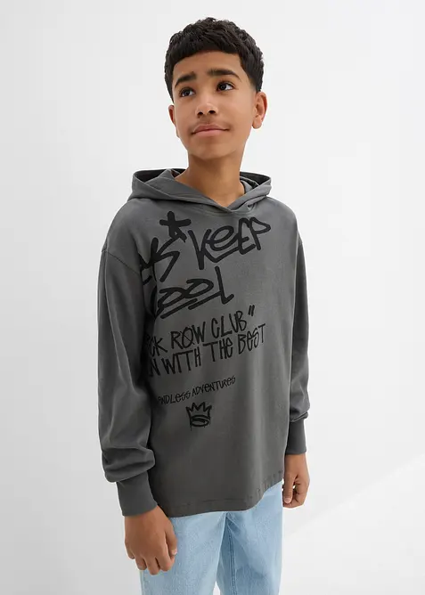 Hoodie mit Graffiti-Print aus reiner Bio-Baumwolle, bonprix
