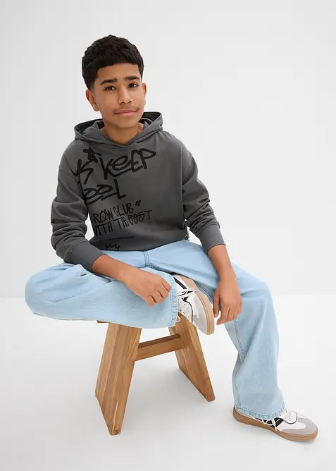 Hoodie mit Graffiti-Print aus reiner Bio-Baumwolle, bonprix