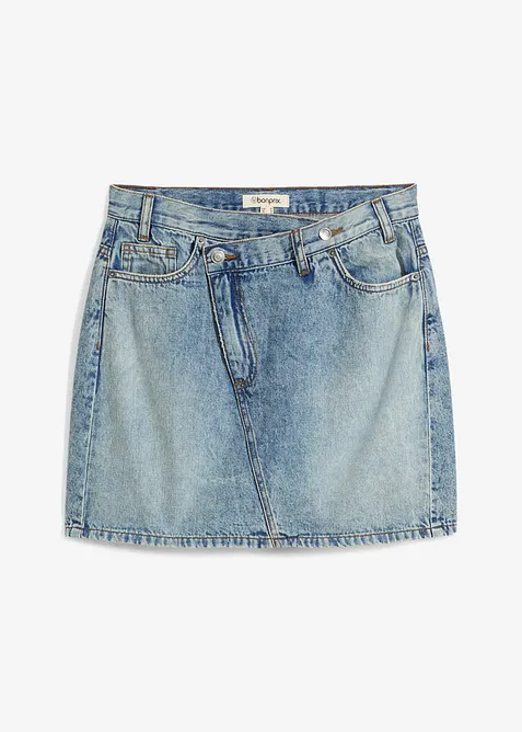 Jupe en jean à fermeture décalée asymétrique, bonprix