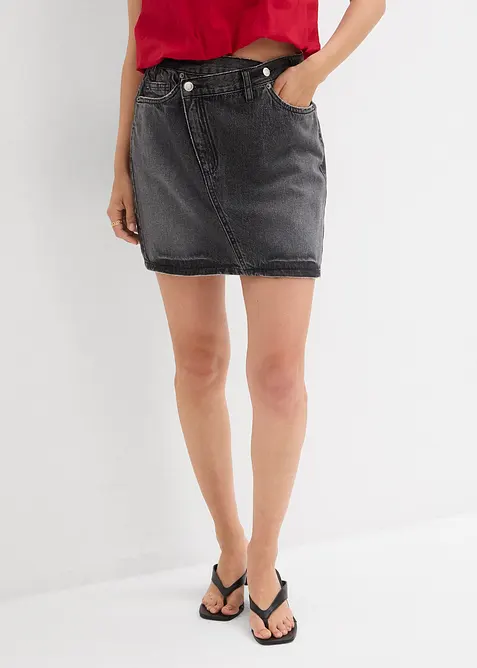 Jeansrock mit asymmetrischem Bund, bonprix