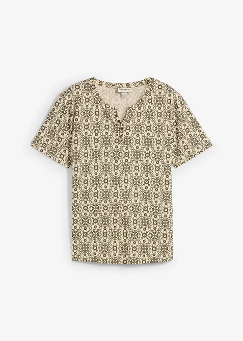 T-shirt col tunisien 100% coton, bonprix