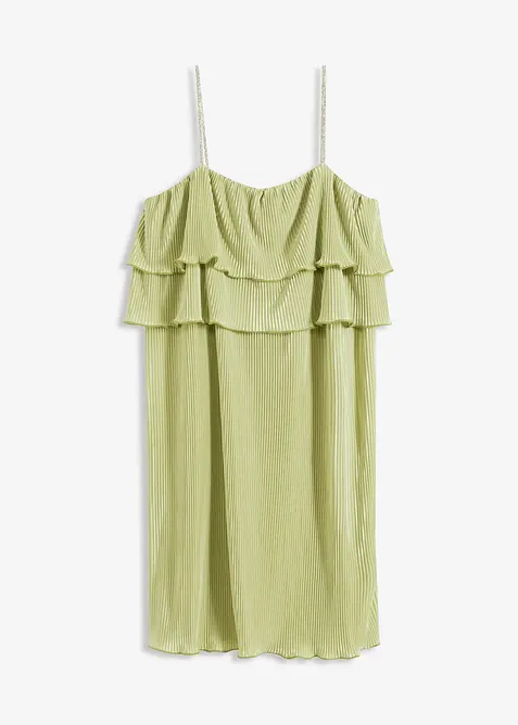 Minikleid mit Plissee und Strass-Trägern, bonprix