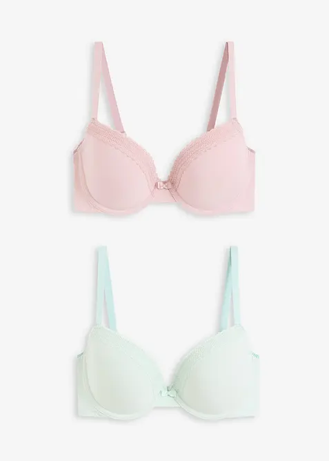 Lot de 2 soutiens-gorge coton à coques, bonprix