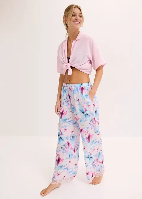 Lange Pyjamahose aus glänzendem Satin, bonprix