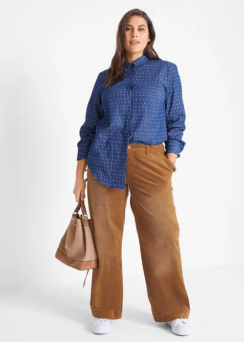 Pantalon large en velours c&ocirc;tel&eacute; extensible, bonprix