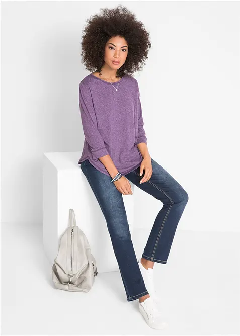 Jean droit taille mi-haute, extensible, bonprix