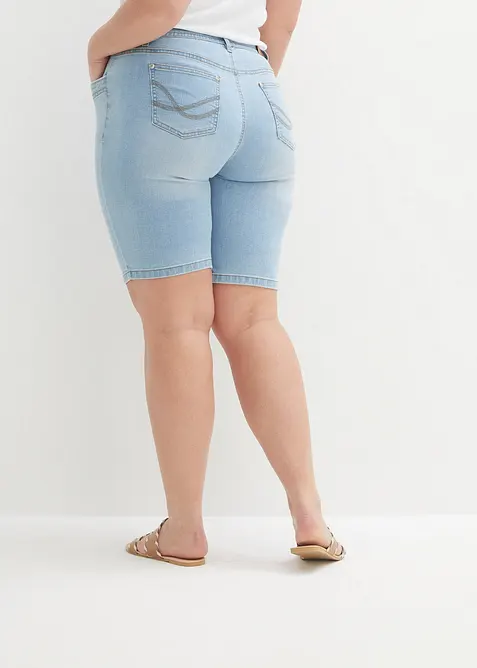 Bermuda en jean, coupe slim, taille mi-haute, bonprix