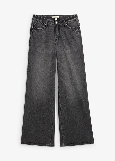 Wide-Leg-Jeans, Mid Waist, Low Stretch Full Length, bonprix