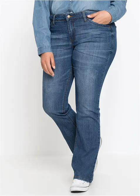Jean bootcut taille mi-haute, extensible et confortable, bonprix