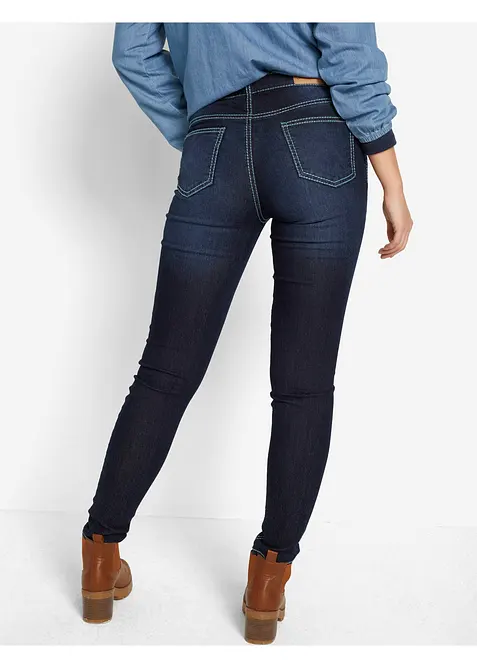 Jean skinny taille mi-haute à coutures contrastantes, bonprix