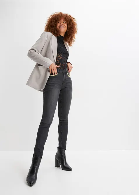 T-shirt manches longues cintré en dentelle, bonprix