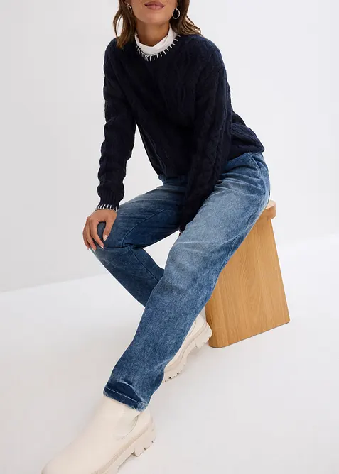 Jean boyfriend taille mi-haute, thermique, bonprix