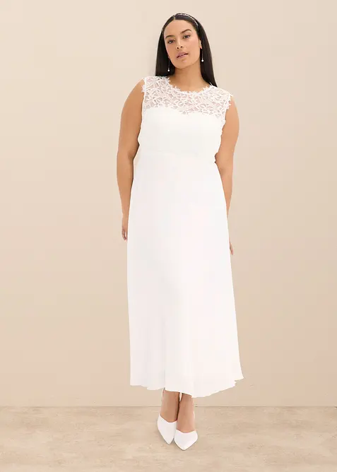 Longue robe de soirée avec empiècement dentelle, bonprix