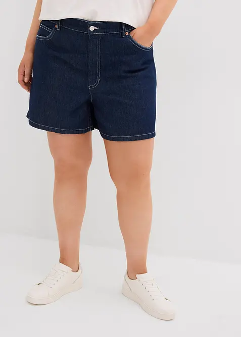 Short en jean taille haute, peu extensible, bonprix