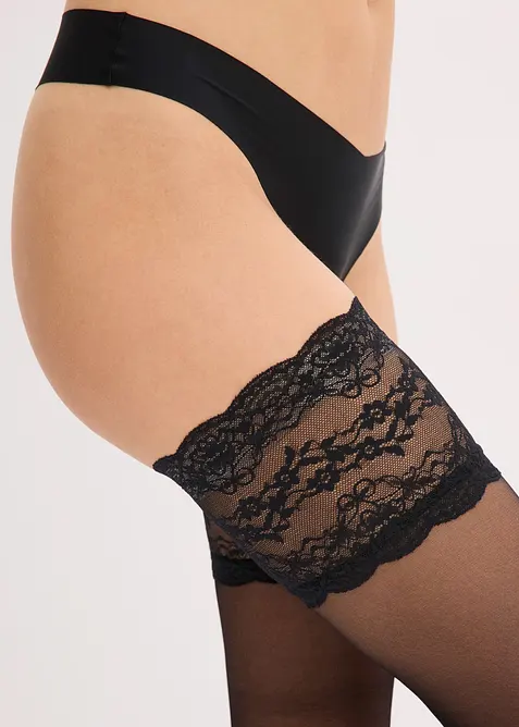 Bas auto-fixants 20den avec dentelle, bonprix