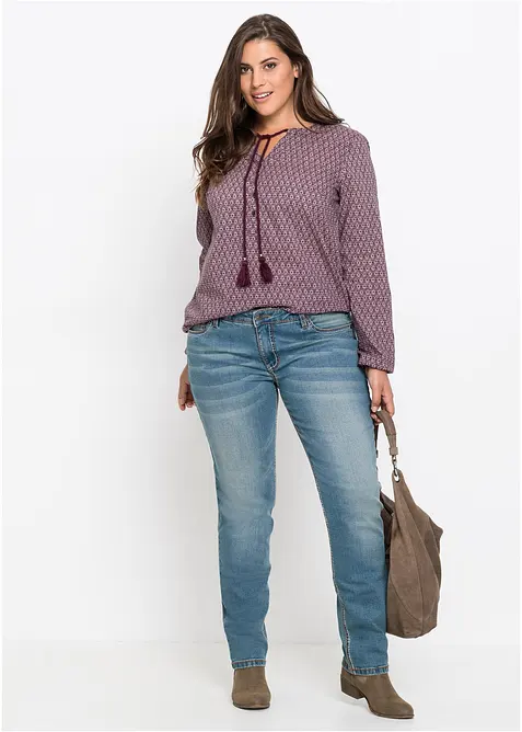 Jean droit taille mi-haute, extensible, bonprix